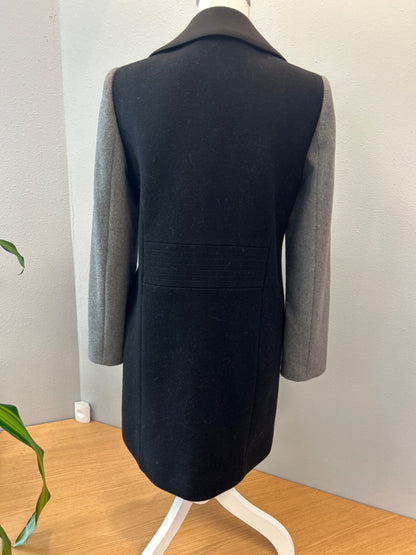 Dawn Levy S Black Midi button up jacket w/ gray/silver hardware