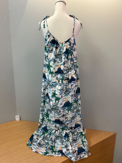 Emerson Fry XS/S White/Blue/Green Palm Print tie shoulders