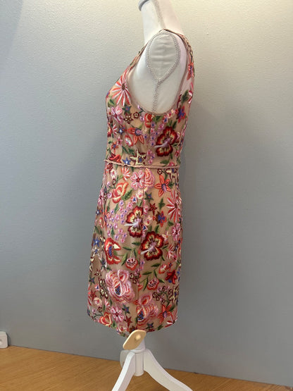 Sam Edelman 6 Pink slvless floral embroidered knee length
