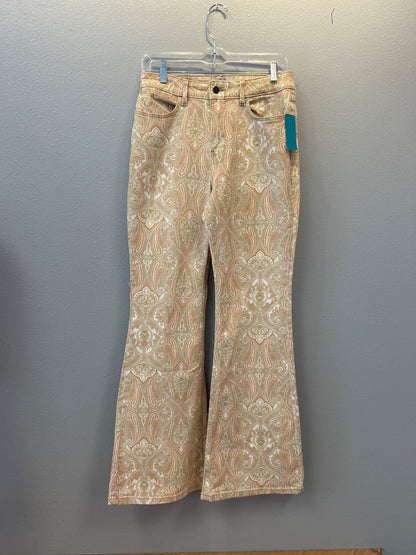 wrangler 4 Orange /pink/tan paisley flare jean