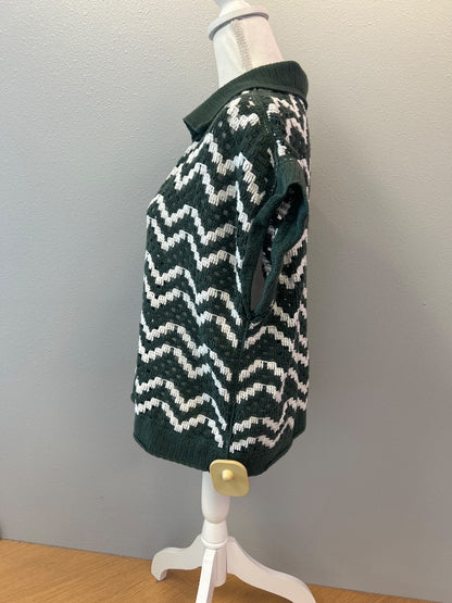 varley M Green /WTE holey knit collared SS polo