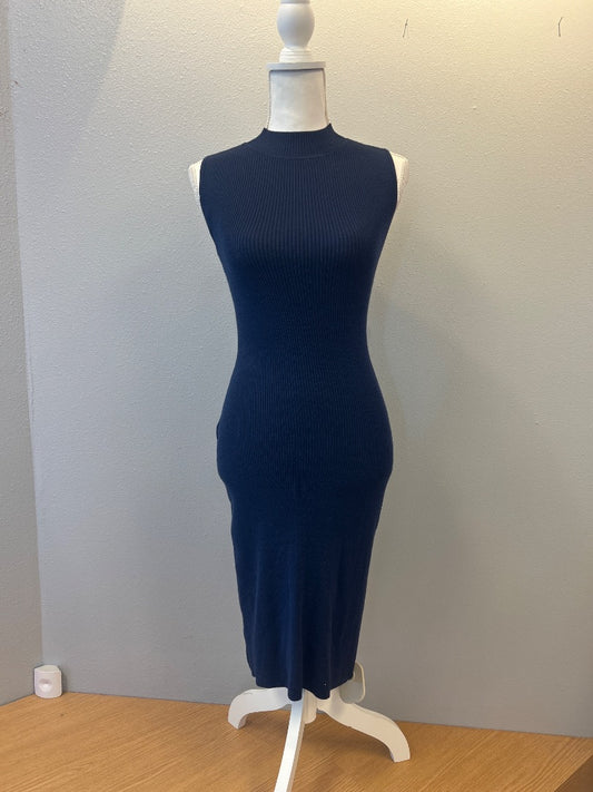 L'Agence S Blue Ribbed hi neck Sleevless