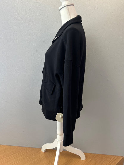 varley S Black full zip collared sweatshirt w/ patch pockets