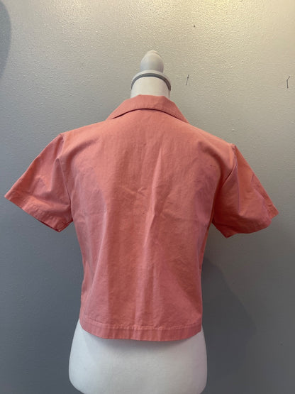 Bobbie Brooks S Pink Bttnup w/embroider flowers
