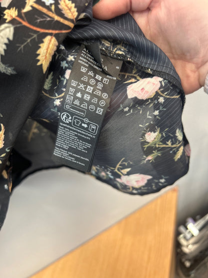 all saints XS Black Floral LS babydoll dress w/ slip