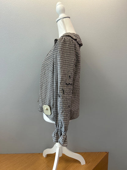 Raisonnel M Grey/Cream Plaid bttn front w/collar