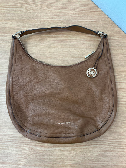 Michael Kors  Tan crescent pebble leather shoulder bag large