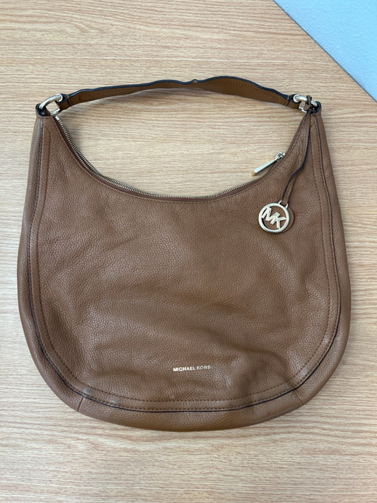 Michael Kors  Tan crescent pebble leather shoulder bag large