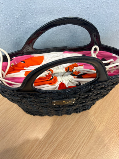 Kate Spade  Black woven patent leather / floral lining