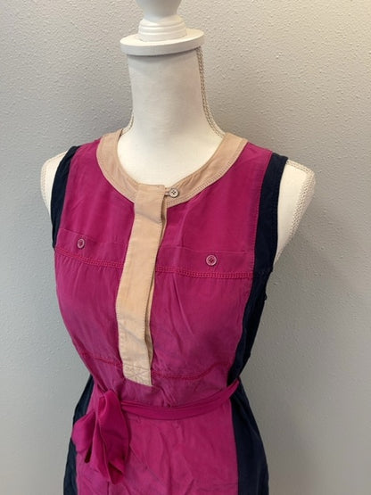 Tory Burch 10 Blue/Pink SILK Color Block w/belt
