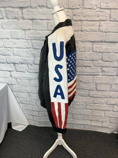 Interstate Leather size XXL Leather USA Flag Moto Jacket (as is)