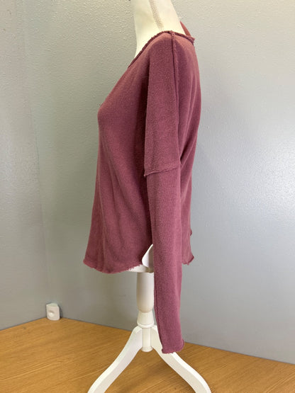 We The Free L Pink thick knit vneck LS