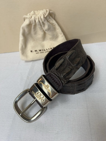 R.M. Williams XS Brown Crocodile Drover Belt