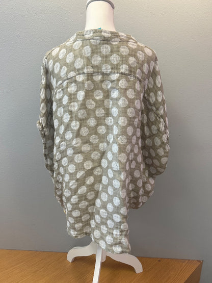 flax L Tan /WTE polka dot Vcut FLOWY SS