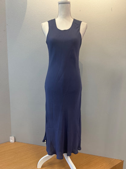 Tommy Bahama S Blue SILK sleeveless maxi w/ back bttn