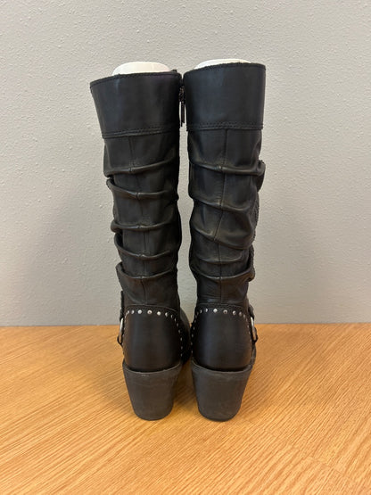 Harley Davidson 6.5 Black gen. leather boots w/ side zip/silver logo