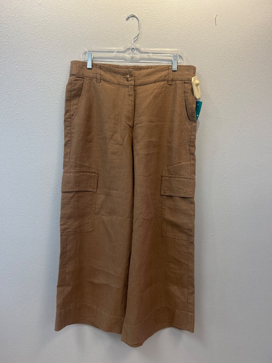 Chico's Chico's 2/12 Brown LINEN wide leg cargo pant