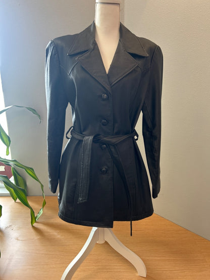 Jaquline Ferrar M Black Genuine leather tunic w/ belt
