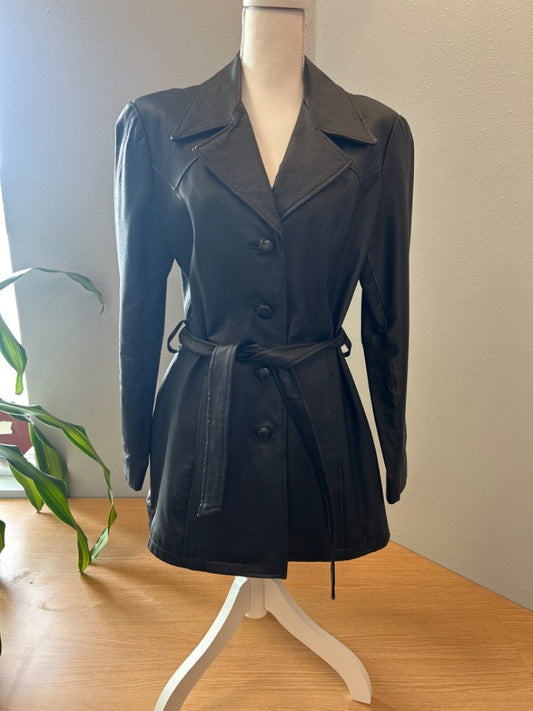 Jaquline Ferrar M Black Genuine leather tunic w/ belt