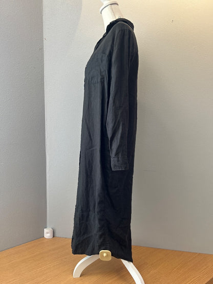Frank & Eileen S Black LINEN LS bttn up collared maxi