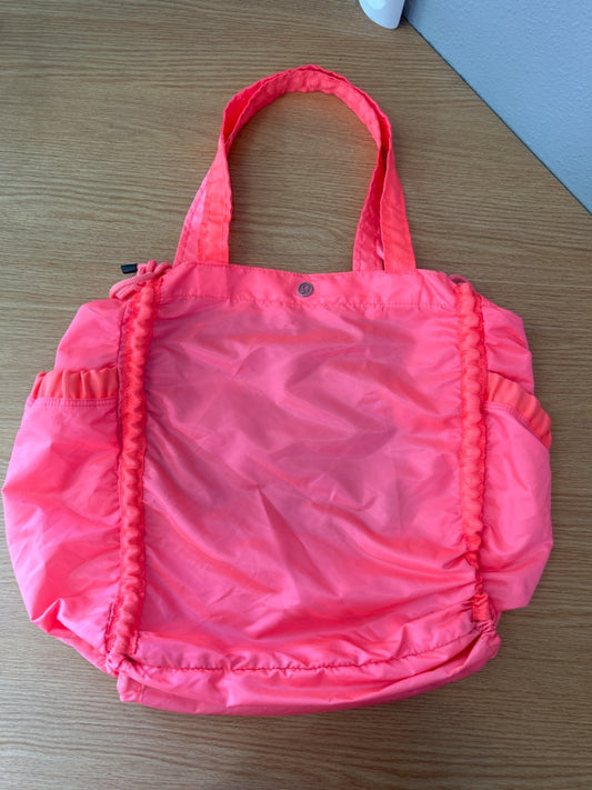 Lululemon  Pink nylon ruched tote w/ ties
