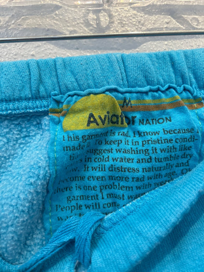 Aviator Nation M Blue pull on jogger w/ surf logo on hip