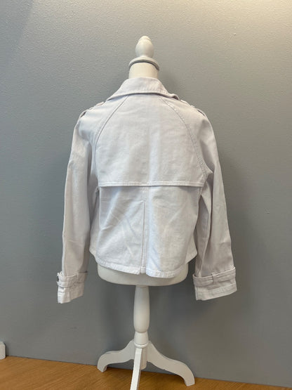 Steve Madden S White double breasted boxy jean jacket w/ collar