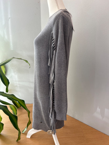 Ted Baker 0 Grey NWT Fringed LS Knit short