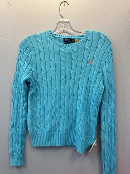 Ralph Lauren L Blue 100% cotton cable knit crewneck LS