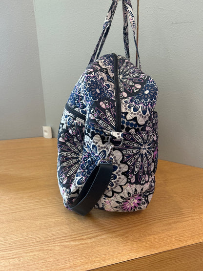 Vera Bradley  Purple /gray quilted cotton weekender bag NWT