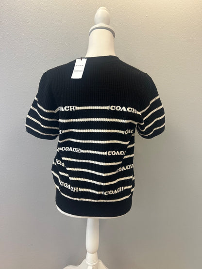 Coach XS Black SS Stripe Logo Cardigan