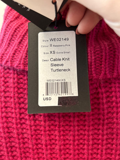 Naadam XS Pink NWT Cable knit sleeve turtle