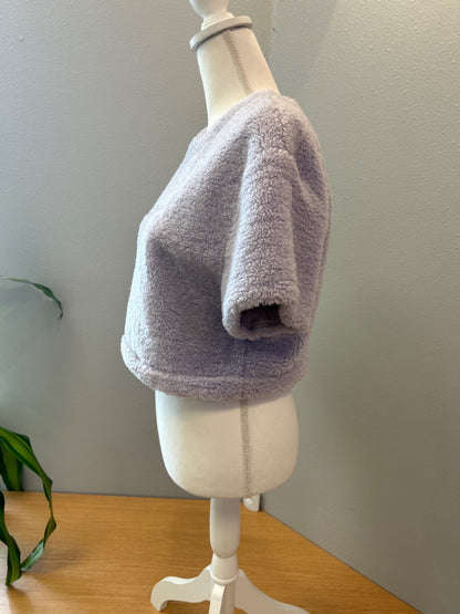 Lululemon 8/M Purple fuzzy sherpa SS embroidered 'lululemon' boxy