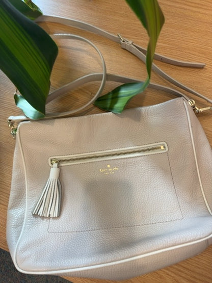 Kate Spade  White Pebble leather large purse w/ crossbody strap