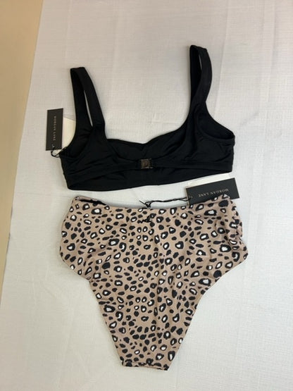 Morgan Lane size S Leopard bottom Black bow top Bikini