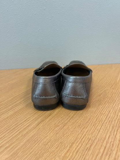 Coach 9 Silver Mettallic Loafers