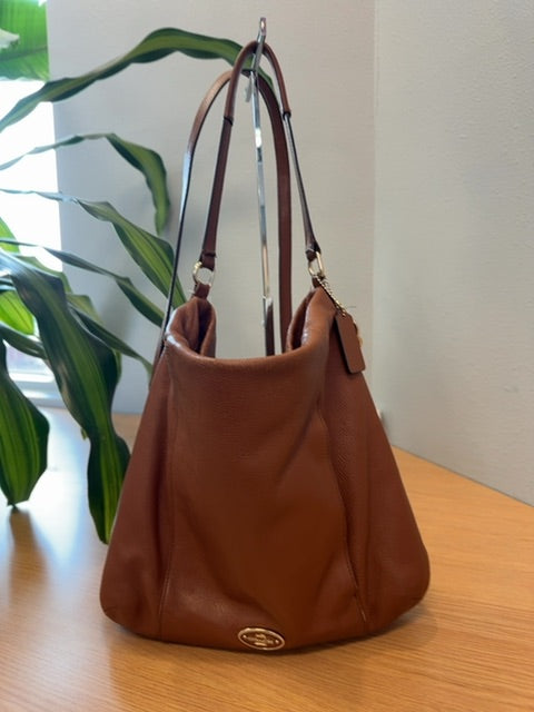 Coach  Brown Large pebble leather crossbody w/ gold hardware