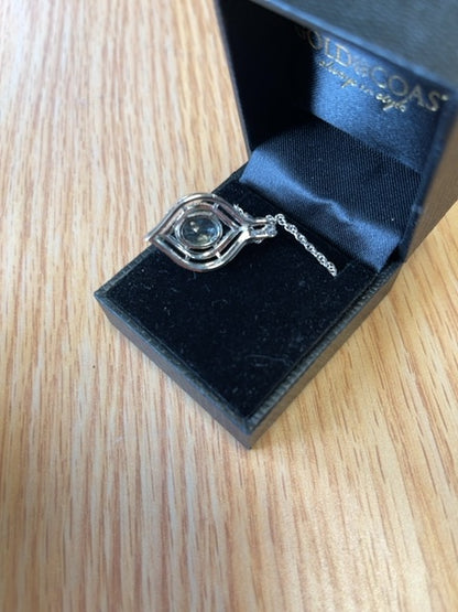 Gold Coast  Silver fine rope chain w/large center oval crystal & tiny crystals surround Necklace Silver