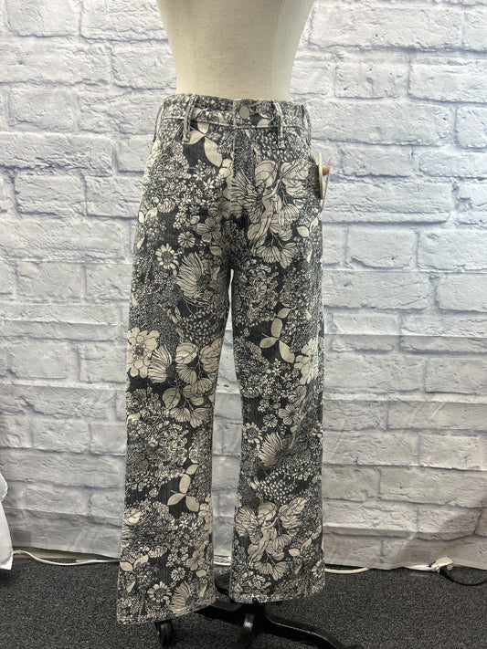 mother 4 Gray floral denim flare jeans