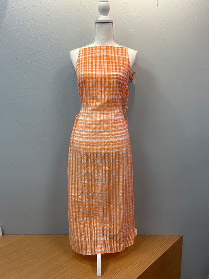 Milkwhite XS Orange Sheer Gingham Aprondress NWT