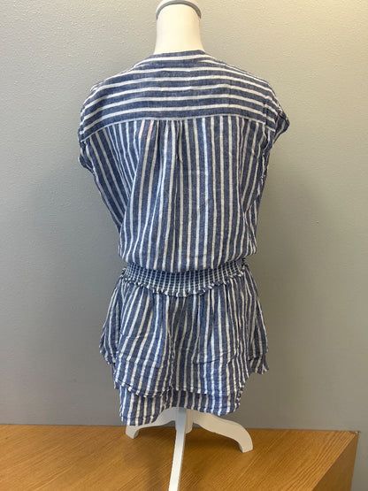Rails S Blue/White Stripe SS Smocked Waist