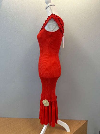 Jonathan Simkhai XS Red Ribbed off shoulder NWT