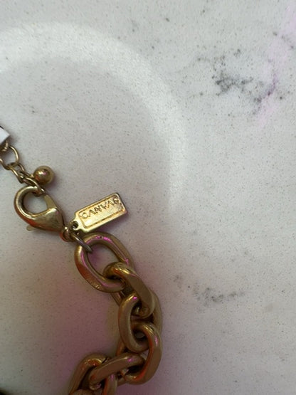 Canvas Gold Plated Heavy Link w/ Tortoise Bead, Clasp Bracelet