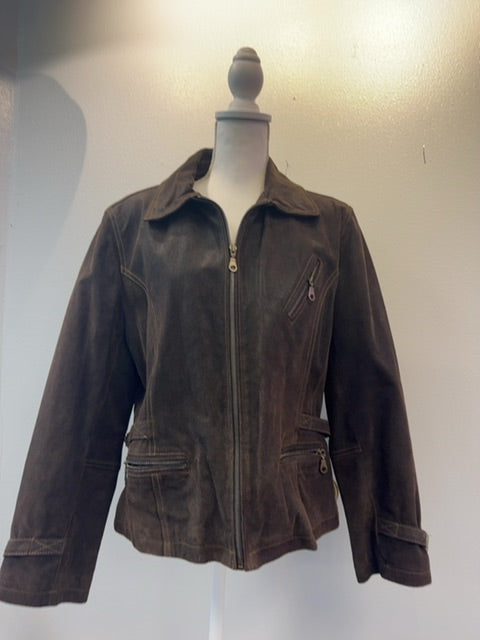 Country Club L Brown Leather Biker