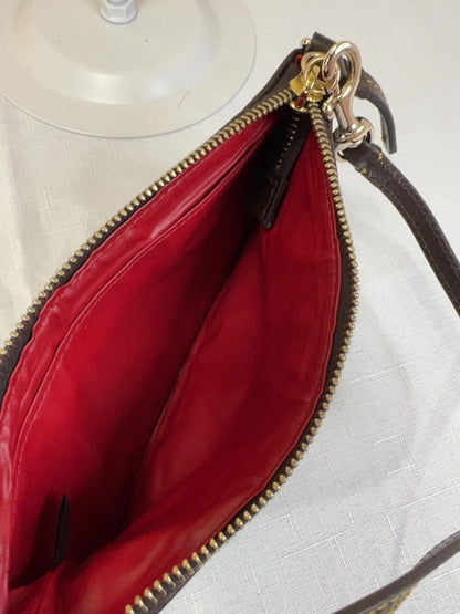 Dooney & Bourke  Blue suede medium full zip w/ brown trim