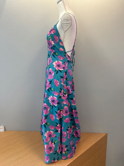 Free People M Blue/pink floral v neck fit n flare