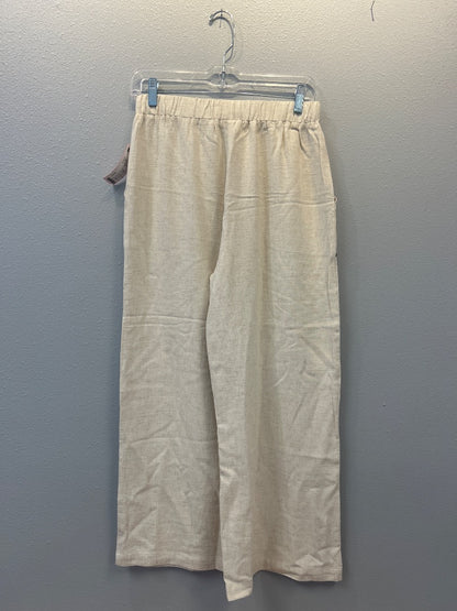 Fun 2 fun S Tan linen blend pant w/ BLK stitching NWT