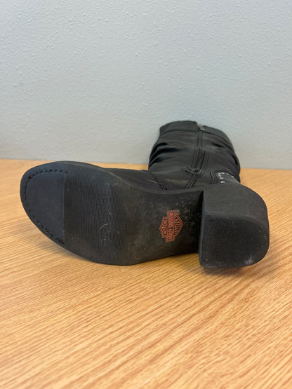 Harley Davidson 6.5 Black gen. leather boots w/ side zip/silver logo