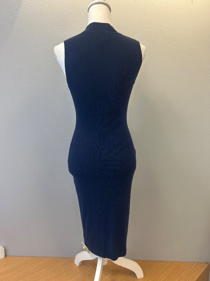L'Agence S Blue Ribbed hi neck Sleevless