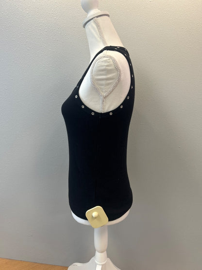 Re/Done M Black ribbed tank w/ silver gromet accents